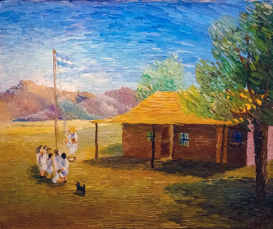 Pupils of a school on the border of Argentina